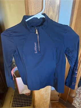 LeMieux Girls' Navy Long-Sleeve Zip Horse Riding Top